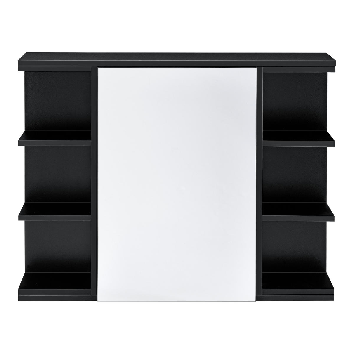 SPIEGELSCHRANK Harstad - Schwarz, Holzwerkstoff (80/64/20cm) - [en.casa]
