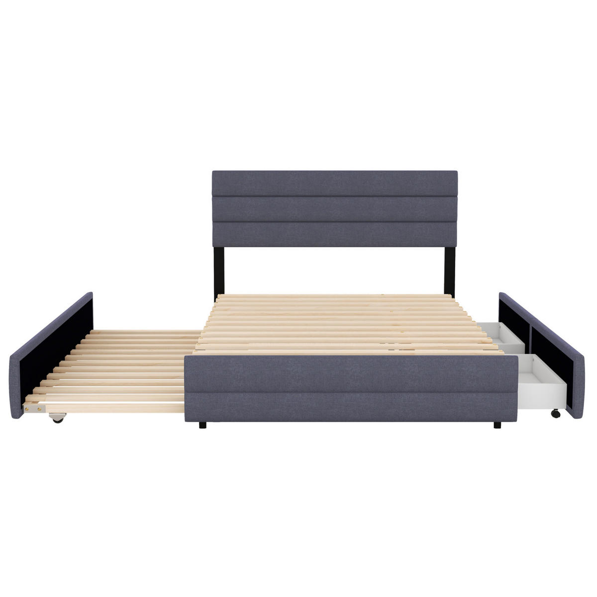 TAPECIRANI krevet 140/200 cm s izvlačnim ležajem i 2 ladice, Siva - siva, drvni materijal (140/200cm) - Redom