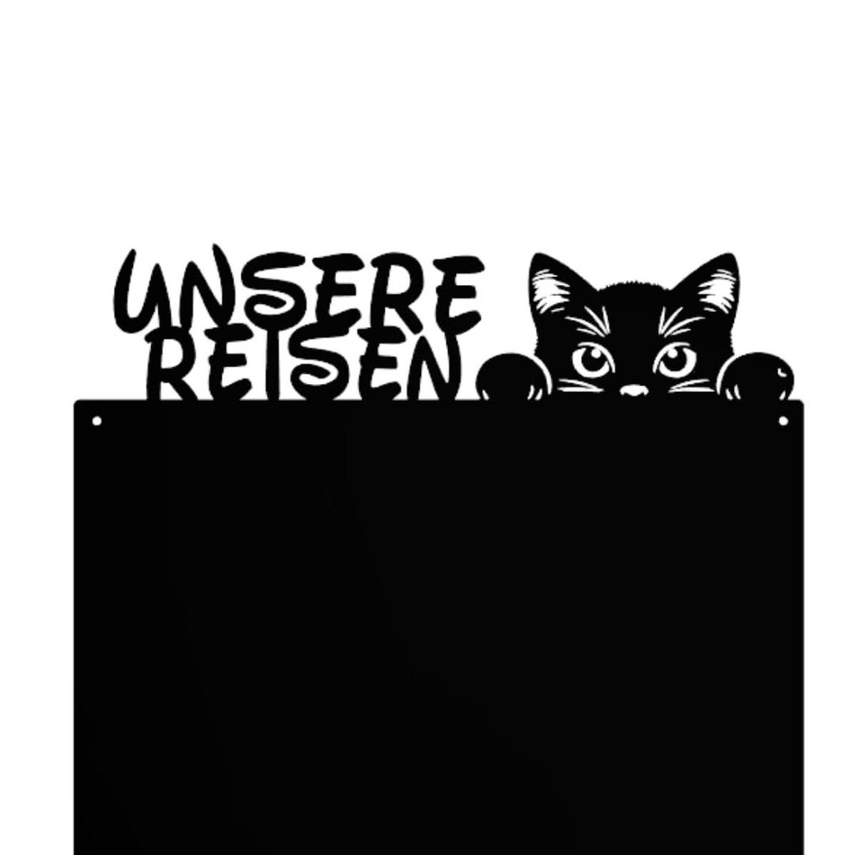 MAGNETTAFEL - Magnetische Pinnwand mit Katzenmotiv - ideal für Magnete und Notizen - Schwarz - 80x50 cm - Schwarz, Metall (50/80/0.7cm) - ANWICAR