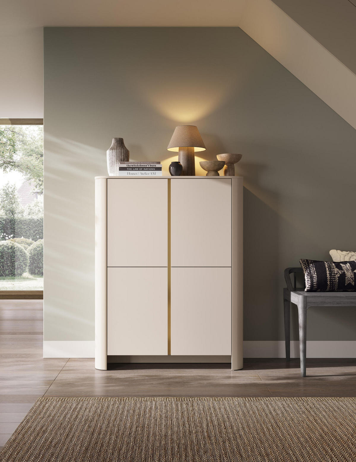 SIDEBOARD BARI Beige 103x39x132 cm - Beige, Holzwerkstoff (103/132/39cm) - FURNLUX