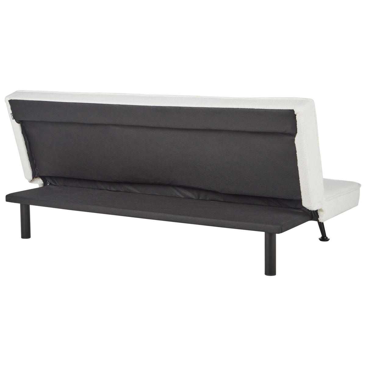 3-SITZER-SCHLAFSOFA Bouclé weiß Hasle - Schwarz/Weiß, Textil (168/77/88cm) - Beliani