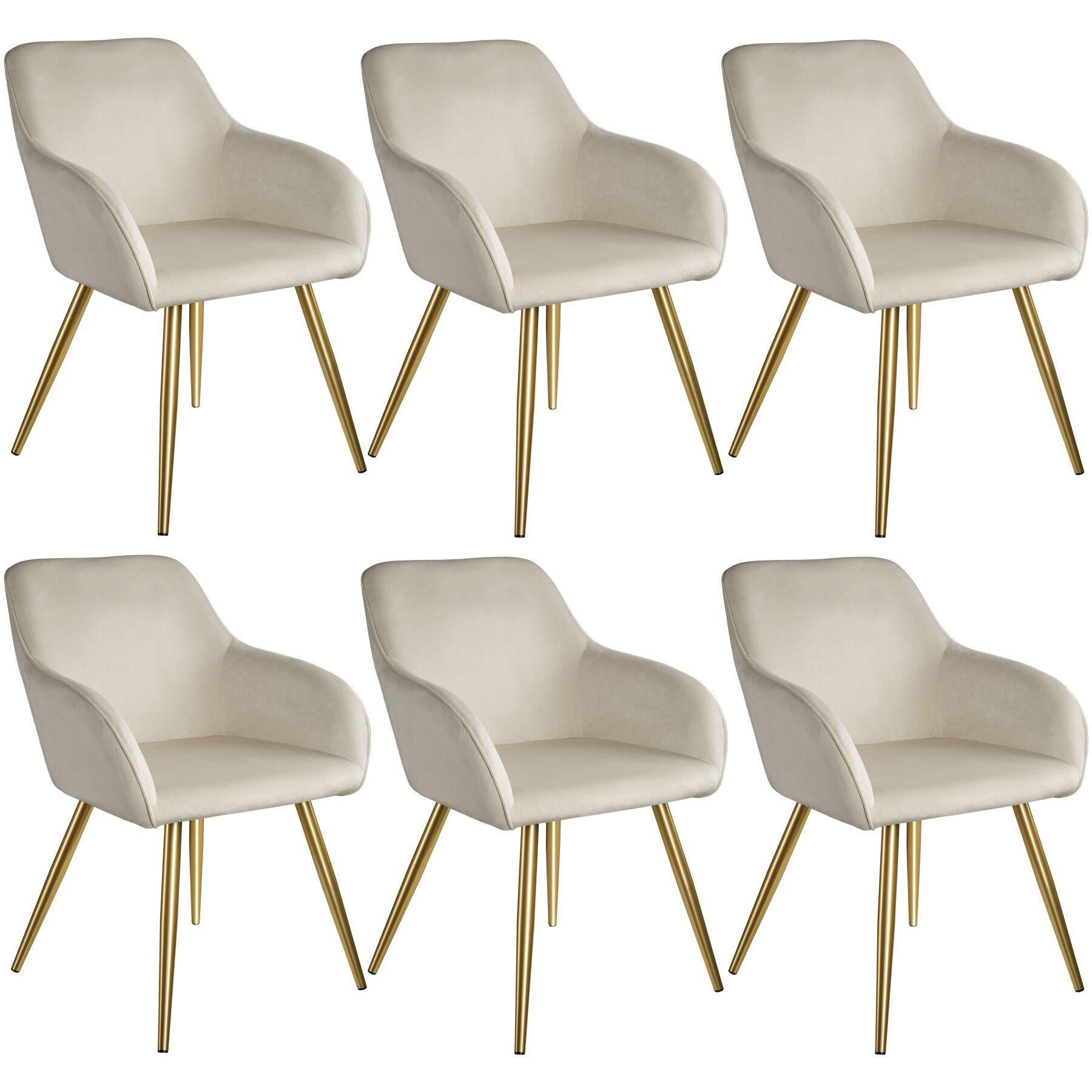ESSZIMMERSTUHL 6er Set Marilyn 58 x 62 x 82 cm creme/gold - Goldfarben/Creme, Textil (58/82/62cm) - tectake