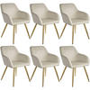 ESSZIMMERSTUHL 6er Set Marilyn 58 x 62 x 82 cm creme/gold - Goldfarben/Creme, Textil (58/82/62cm) - tectake