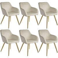 ESSZIMMERSTUHL 6er Set Marilyn 58 x 62 x 82 cm creme/gold - Goldfarben/Creme, Textil (58/82/62cm) - tectake