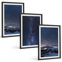 BILDER SET 3er Set - 40x60 cm Schwarzer Rahmen - Nachthimmel, Berge, Sterne - Schwarz, Kunststoff (40/60cm) - TULUP
