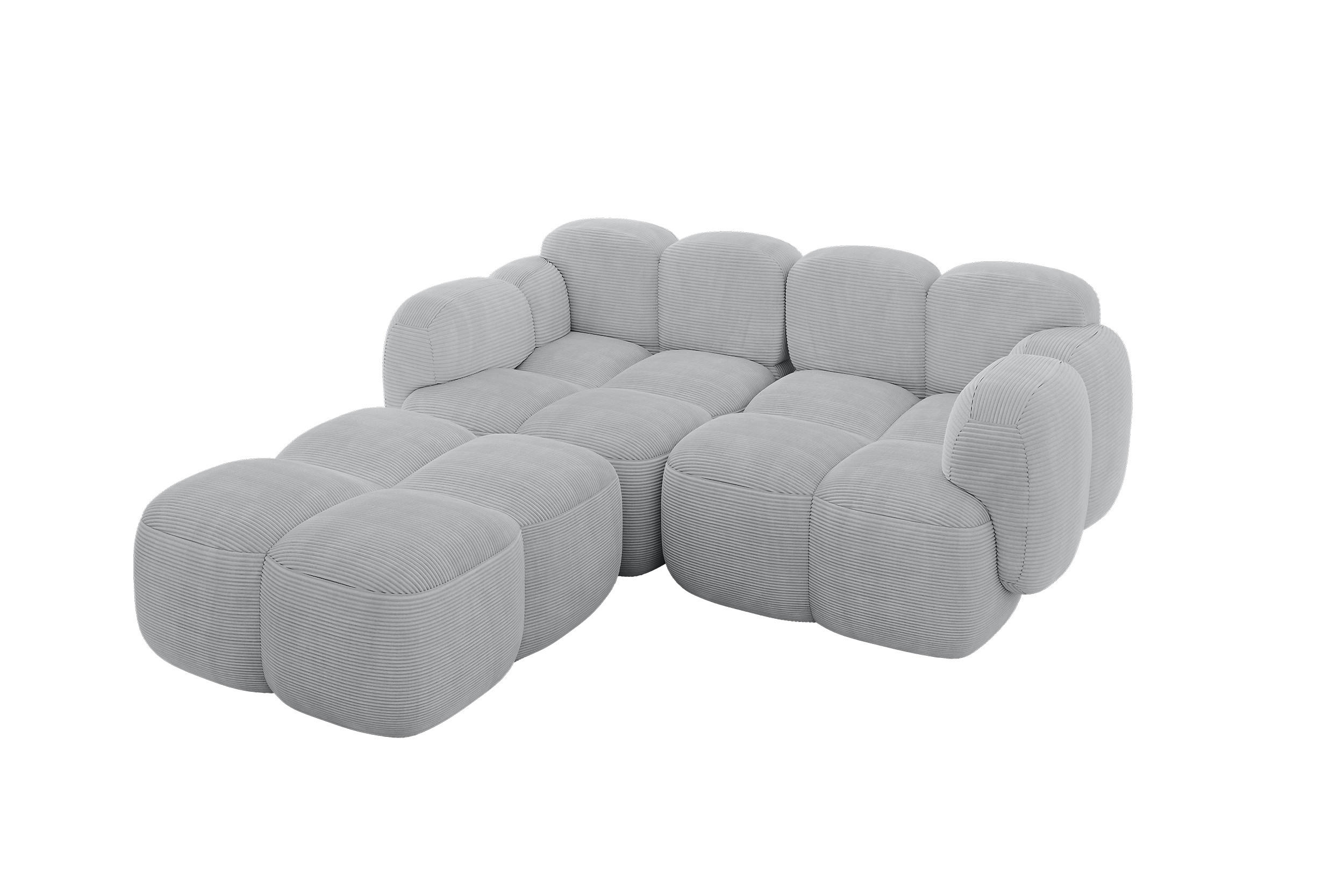 ECKSOFA modulares Sofa Links Miko-L1 214x205x75 Grau Cord - Anthrazit/Schwarz, Holzwerkstoff/Kunststoff (214/205cm) - ALTDECOR
