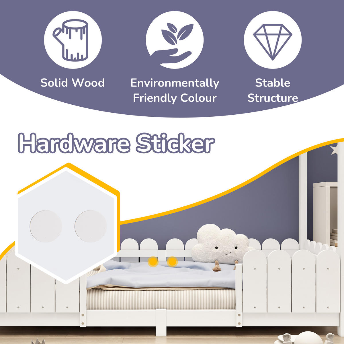 HAUSBETT 90/200 cm Weiß - Weiß, Holz - Raumix