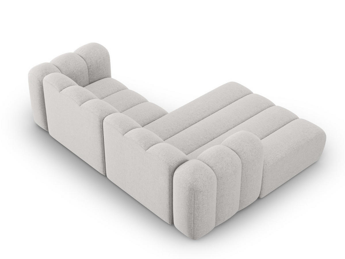 ECKSOFA modular links Lupine aus Chenille-Stoff hellgrau 3 Sitzplätze - Hellgrau, Textil (177/230cm) - Micadoni