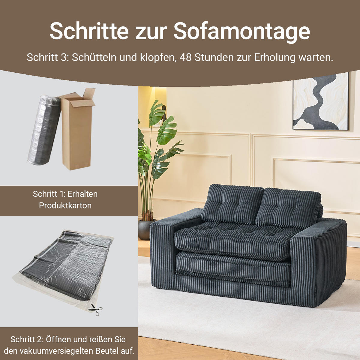 SCHLAFSOFA DE-35274 2-in-1 Schwarz - Schwarz, Textil (85/54/140cm) - ComfortXL
