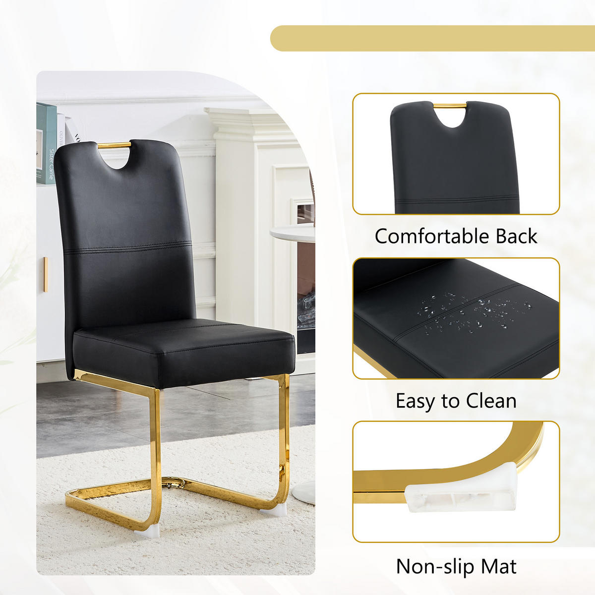 SCHWINGSTUHL DE-36779 2er-Set mit Federkernpolsterung und ergonomischem Design Schwarz - Goldfarben/Schwarz, Metall (43/97/56cm) - ComfortXL