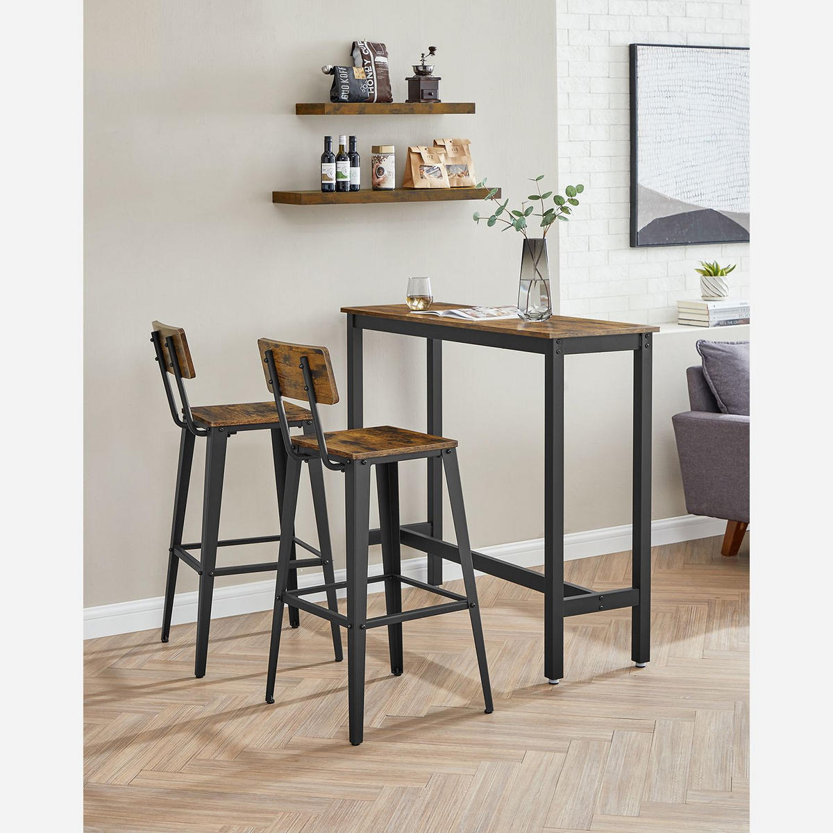 BARHOCKER BEIJING 2ER-SET - Braun, Metall (45.4/102.2/45.4cm) - Hansiro