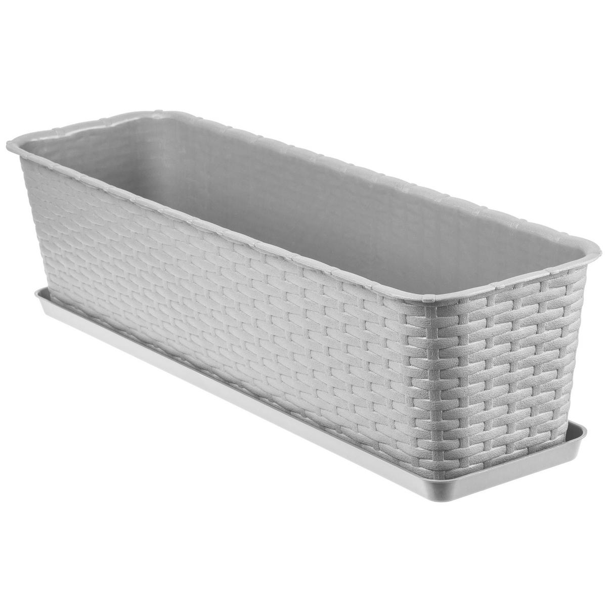 BALKONKASTEN mit Untersetzer 60 cm, Grau - Grau, Kunststoff (17/60cm) - KADAX