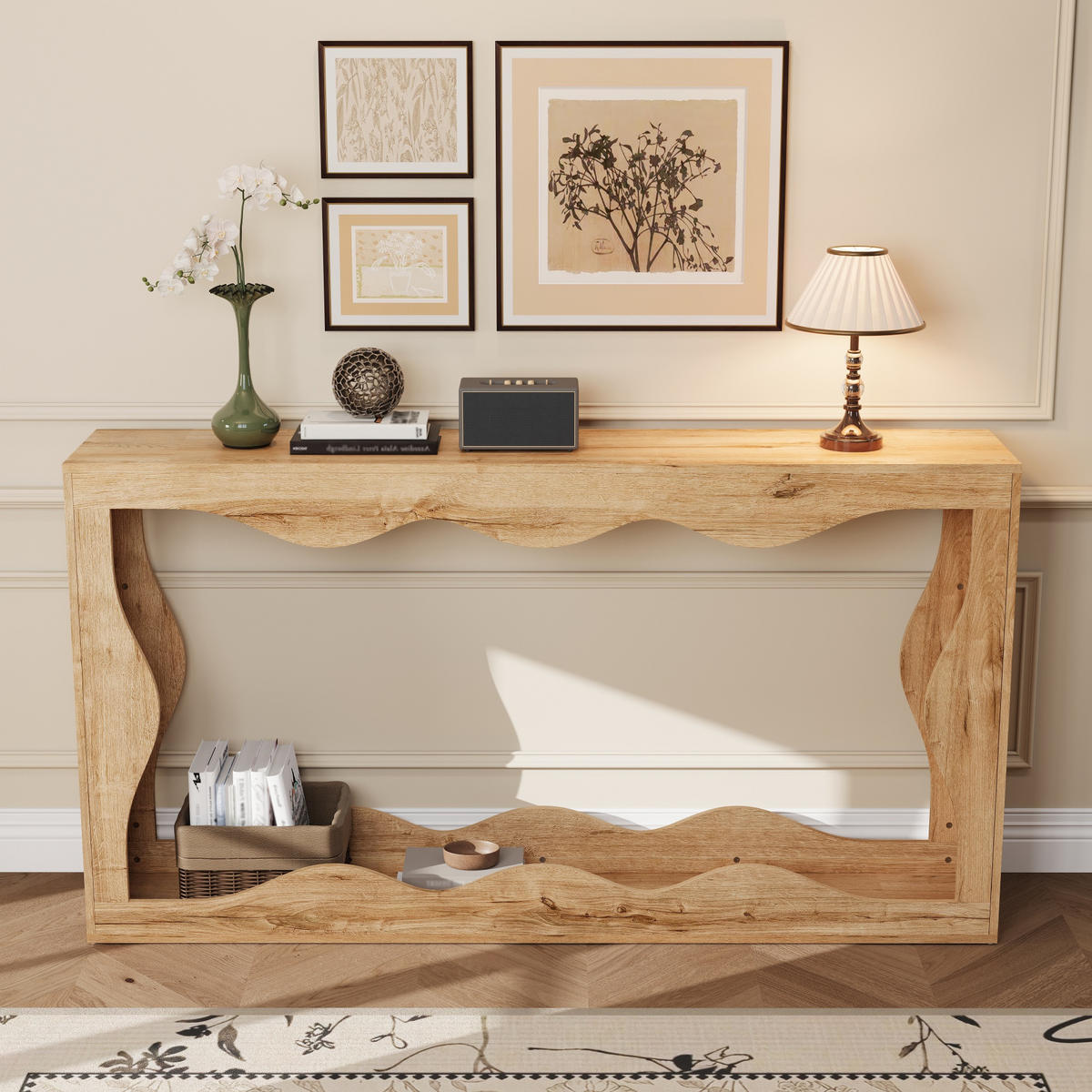KONSOLENTISCH Wellenkante 2 Ebenen Holz - Naturfarben, Holzwerkstoff (30/160.5/86.5cm) - Fortuna Lai