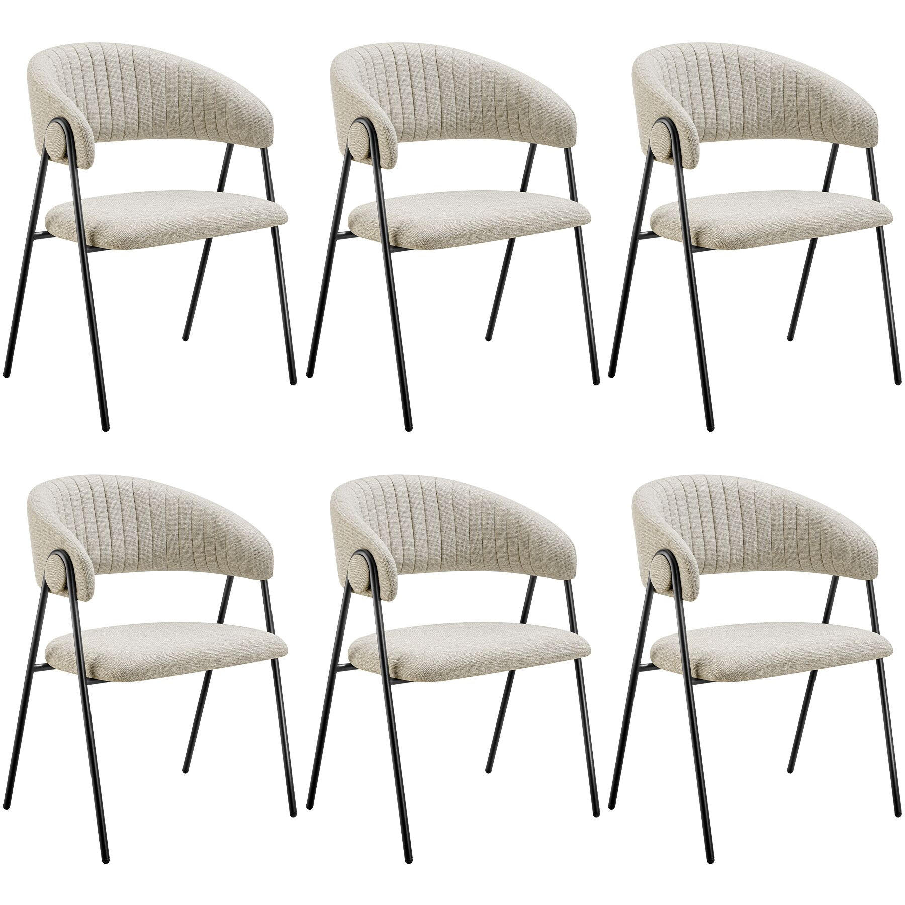 ARMLEHNENSTUHL 6er Set Bedano 60 x 58 x 85 cm greige - Greige, Kunststoff (60/85/58cm) - tectake