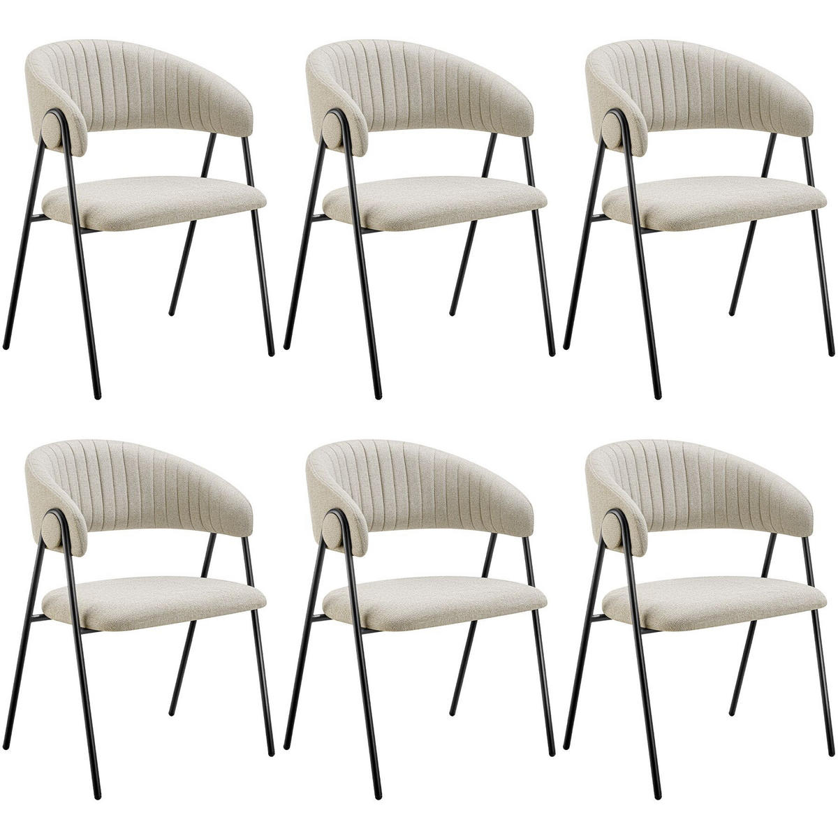 ARMLEHNENSTUHL 6er Set Bedano 60 x 58 x 85 cm greige - Greige, Kunststoff (60/85/58cm) - tectake