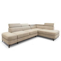 ECKSOFA AVISE MV R-S Creme Velours-Stoff mit Schlaffunktion - Creme, Holzwerkstoff/Textil (268/195cm) - MASSENO