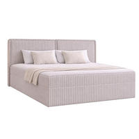 BOXBETT 04 180 x 200 cm - Ambience – Modernes Polsterbett mit Bettkasten, Topper und gepolstertem Kopfteil, Stoffbezug, Stauraumbett - Hellgrau, Holz (180/200cm) - ROYAL24_MARKT