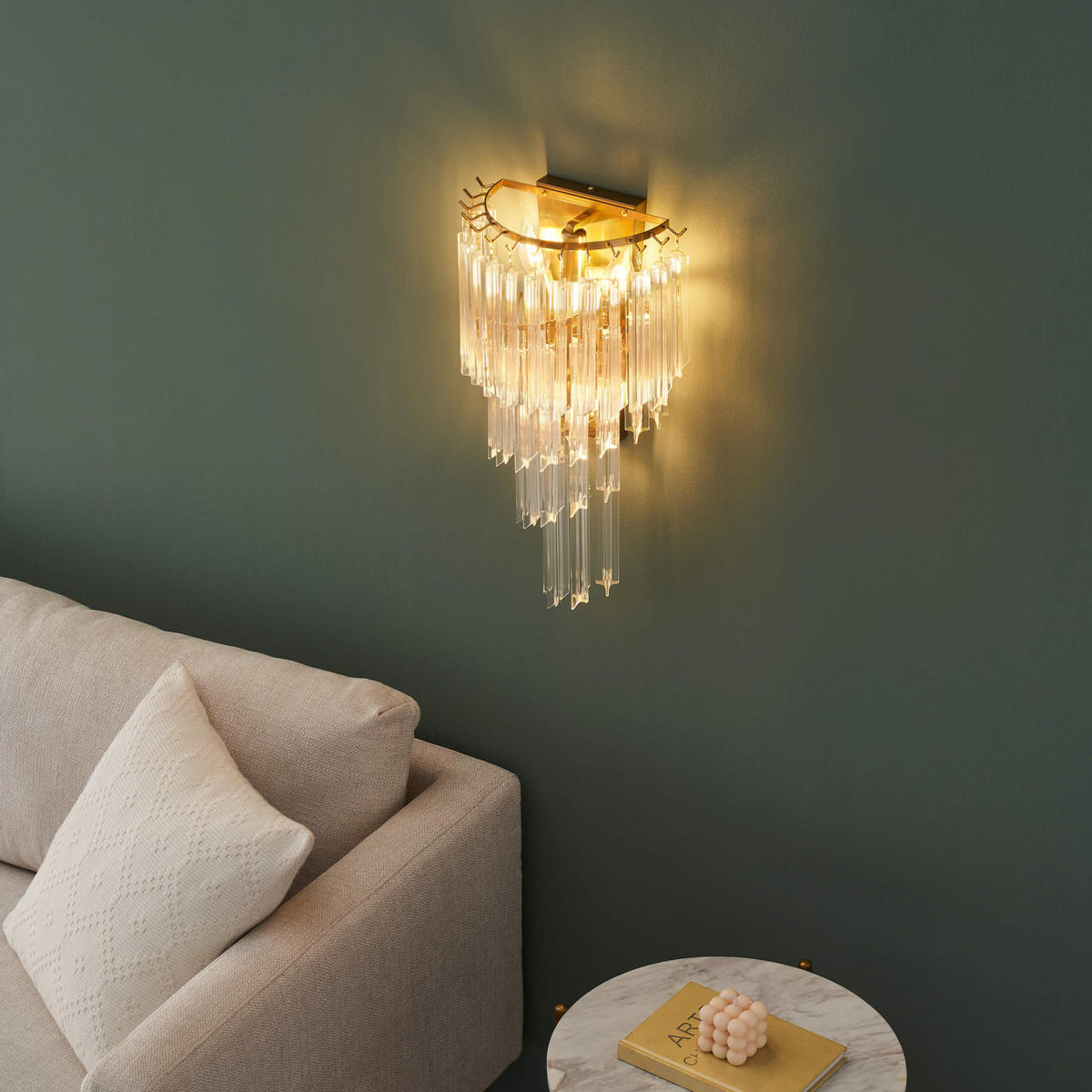 WANDLEUCHTE Zephia, Transparent und goldfarben, 52cm - Transparent, Glas (18/52/30cm) - KOSILUM