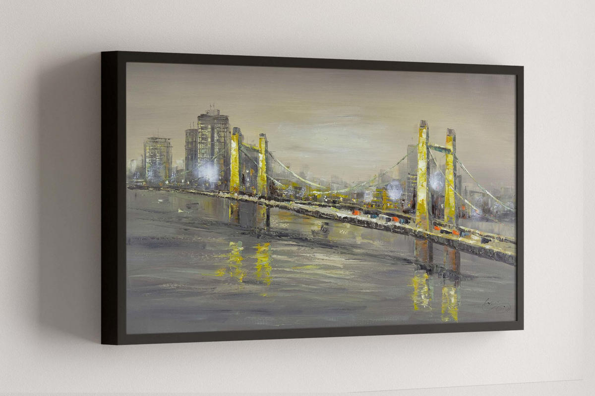 OLEJOMAĽBA 100/50 cm, Mesto a architektúra - sivá, drevo/textil (100/50cm) - KUNSTLOFT