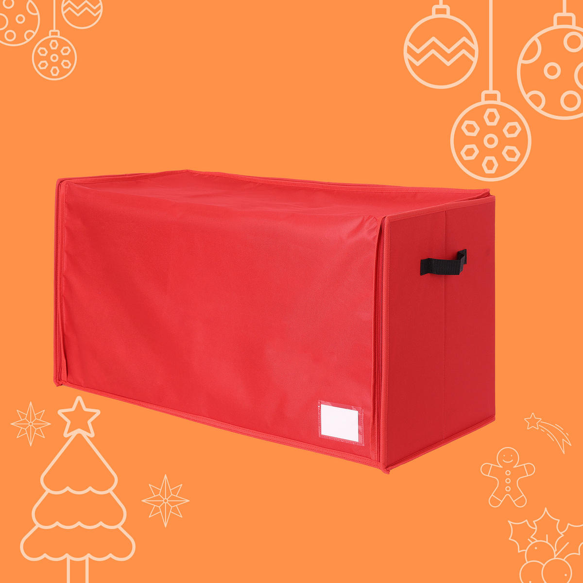 WEIHNACHTSKUGEL-AUFBEWAHRUNGSBOX - Rot, Wellpappe/Textil (73/40/36.5cm) - Relaxdays