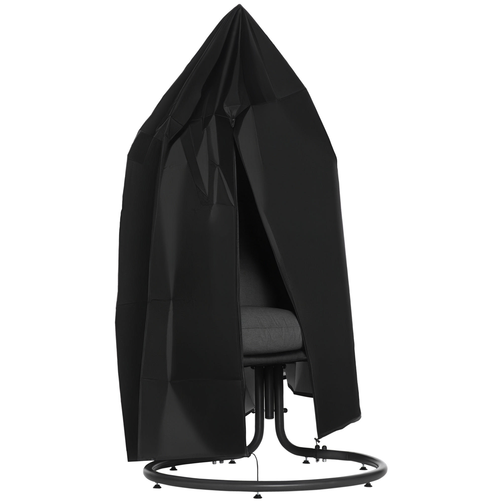 HÄNGESESSEL ABDECKUNG DE-07010 wasserdicht, winddicht, mit Reißverschluss Schwarz - Schwarz, Textil (115/190/115cm) - ComfortXL