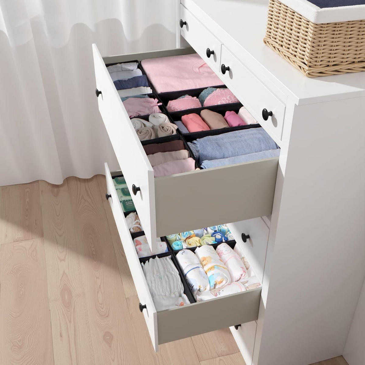 SCHUBLADEN Organizer 16er Set Schwarz - Multicolor, Textil (28/12/28cm)