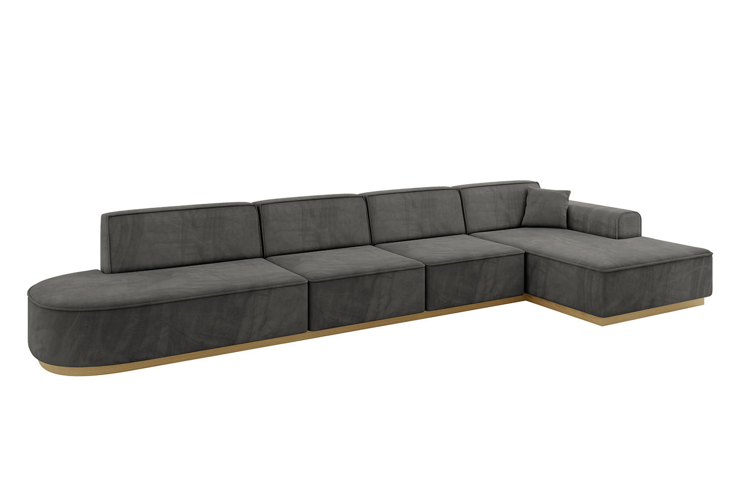 ECKSOFA Ottomane Rechts IREA-L3-v2 - 403x165x81 cm Dunkelgrau - Dunkelgrau, Holzwerkstoff/Textil (403/165cm) - ALTDECOR