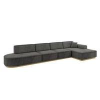 ECKSOFA Ottomane Rechts IREA-L3-v2 - 403x165x81 cm Dunkelgrau - Dunkelgrau, Holzwerkstoff/Textil (403/165cm) - ALTDECOR