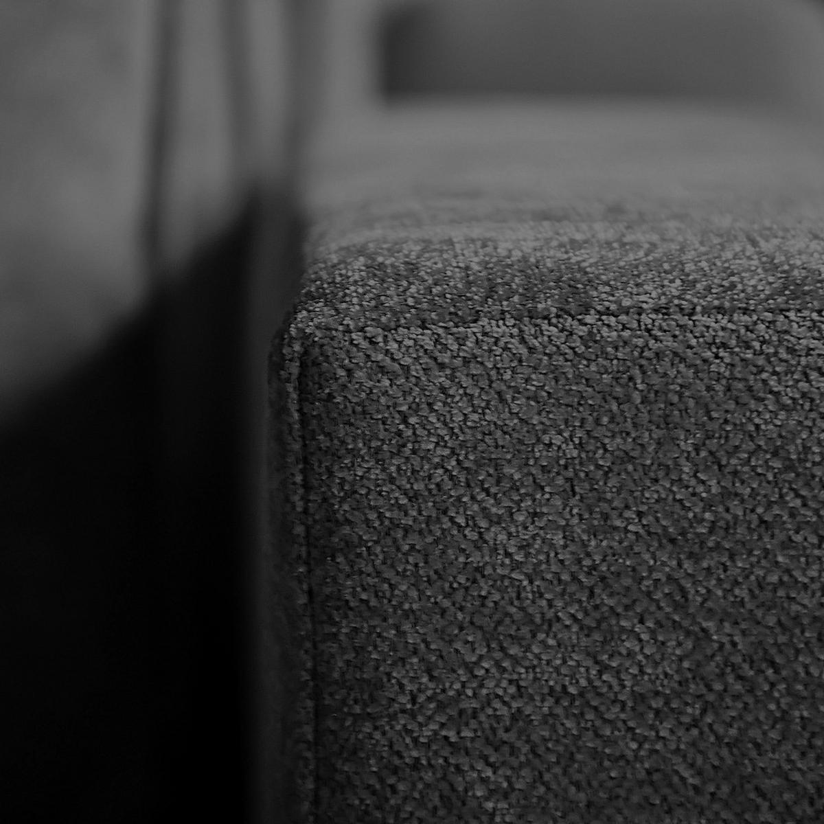 ECKSOFA Pablo ohne Schlaffunktion, mit abgerundeter Ottomane, links, Dunkelgrau, Velourstoff - Dunkelgrau, Textil (319/196cm) - Beautysofa