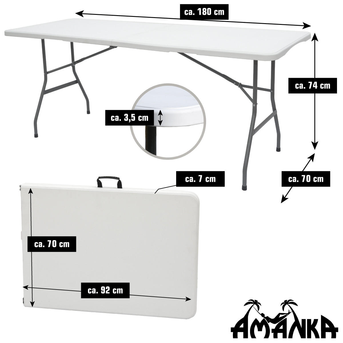 GARTEN-SITZGRUPPE für 4 Personen, 120/70cm, Weiß - Weiß, Kunststoff - Amanka