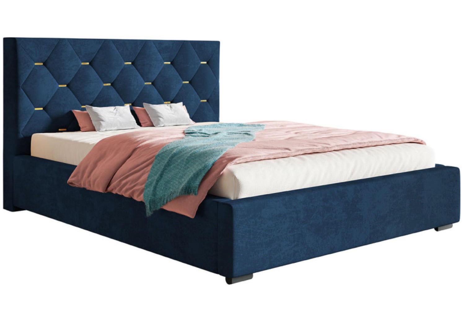 BETT Blau BEN17 Gepolstert Mit Bettkasten 120x200 cm - Dunkelblau, Textil - Sepro Meble