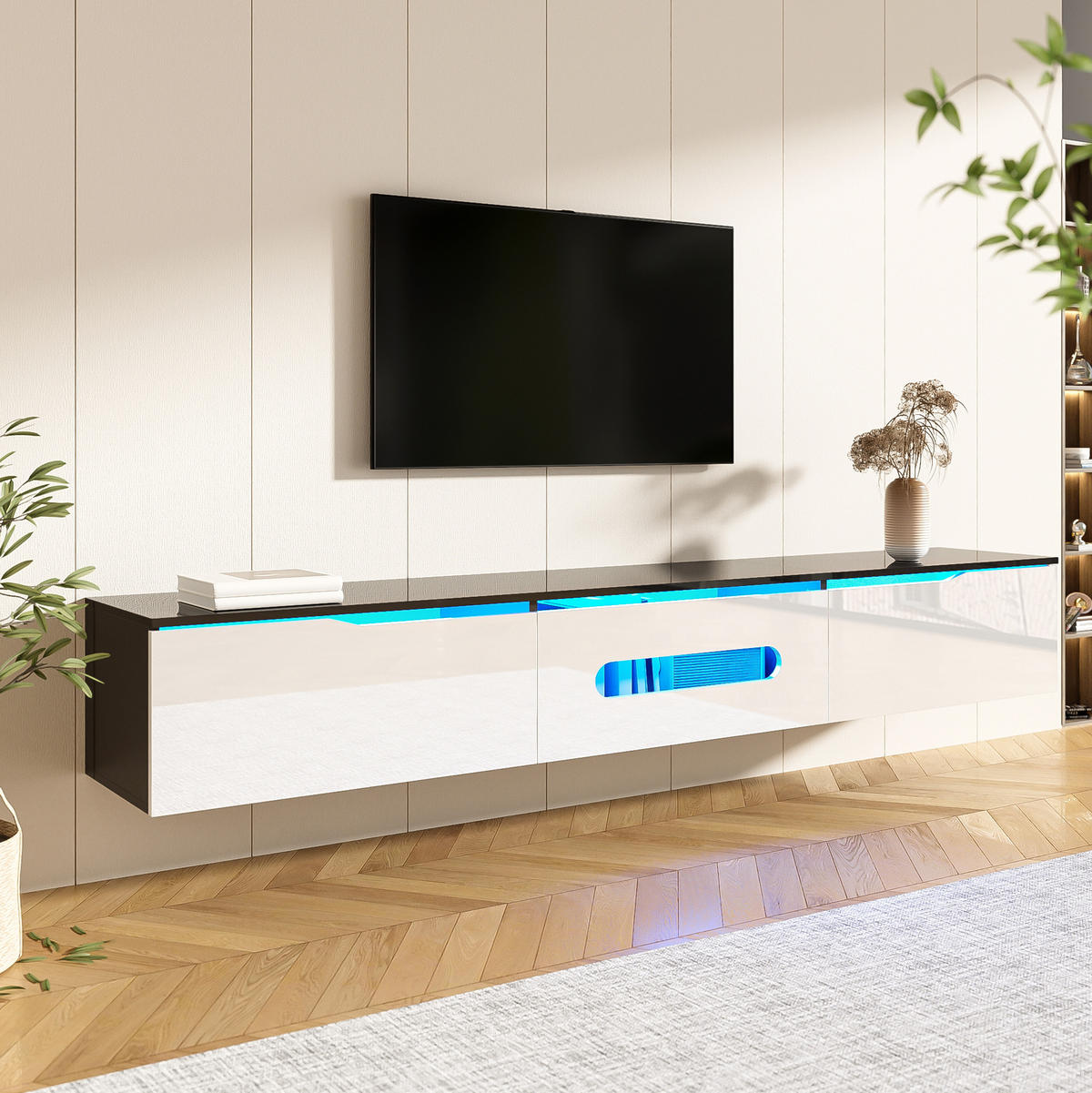 TV-BOARD 4-türig in Weiß 160/38/55.55 cm - Weiß, Holzwerkstoff (180/30/35cm) - Redom