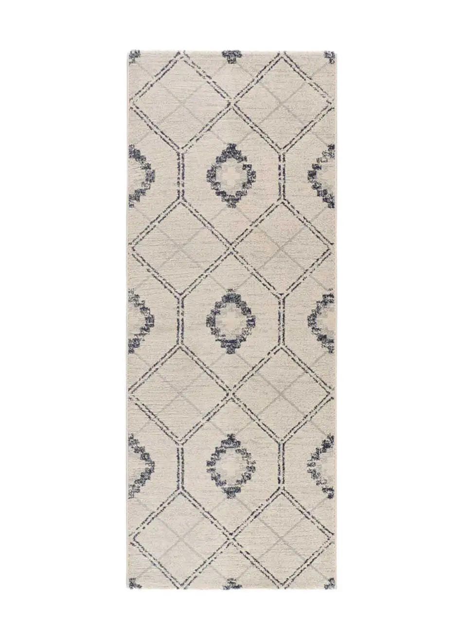 WEBTEPPICH Blau / Weiß Siroco 80/200 cm - Blau/Beige, Naturmaterialien/Textil (80/200cm) - Atticgo