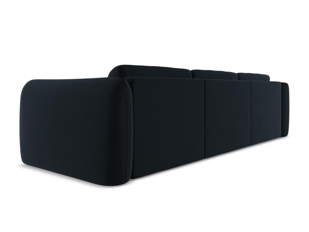 ECKSOFA Links Samt Stoff Blau - Blau/Schwarz, Kunststoff/Textil (170/290cm) - Makamii