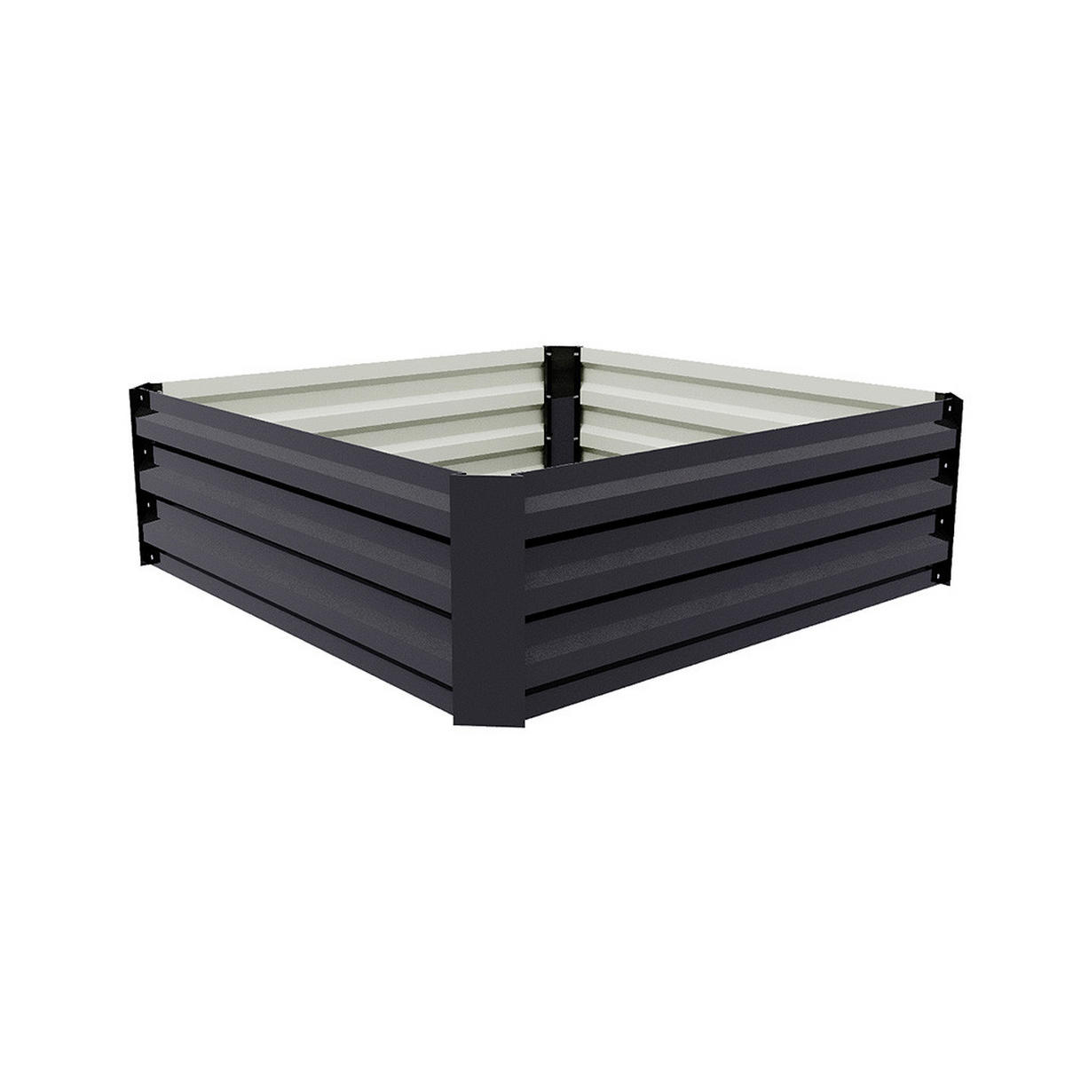 HOCHBEET Pflanzkasten aus verzinktem Stahl in Anthrazit Quadratischen Blumenkasten für Garten und Balkon, 100 × 100 × 30 cm 4,85 kg - Dunkelgrau, Metall (100/30/100cm) - Livingandhome