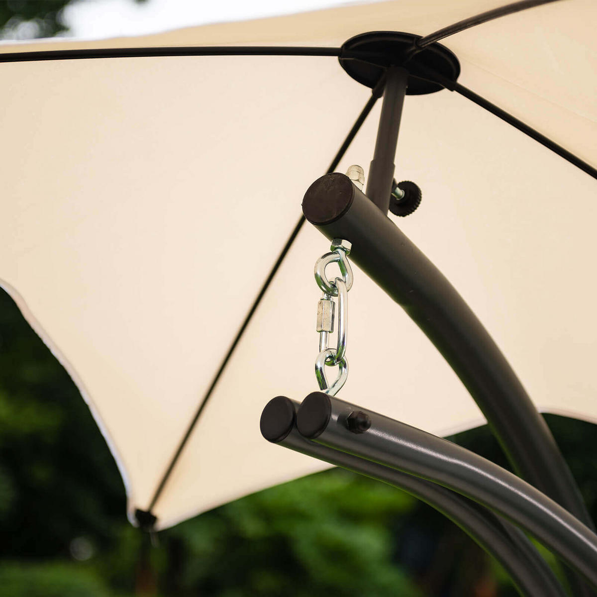SCHWEBELIEGE mit Sonnendach SAN REMO - Anthrazit/Beige - Anthrazit/Beige, Kunststoff (113/205/175cm) - Home Deluxe