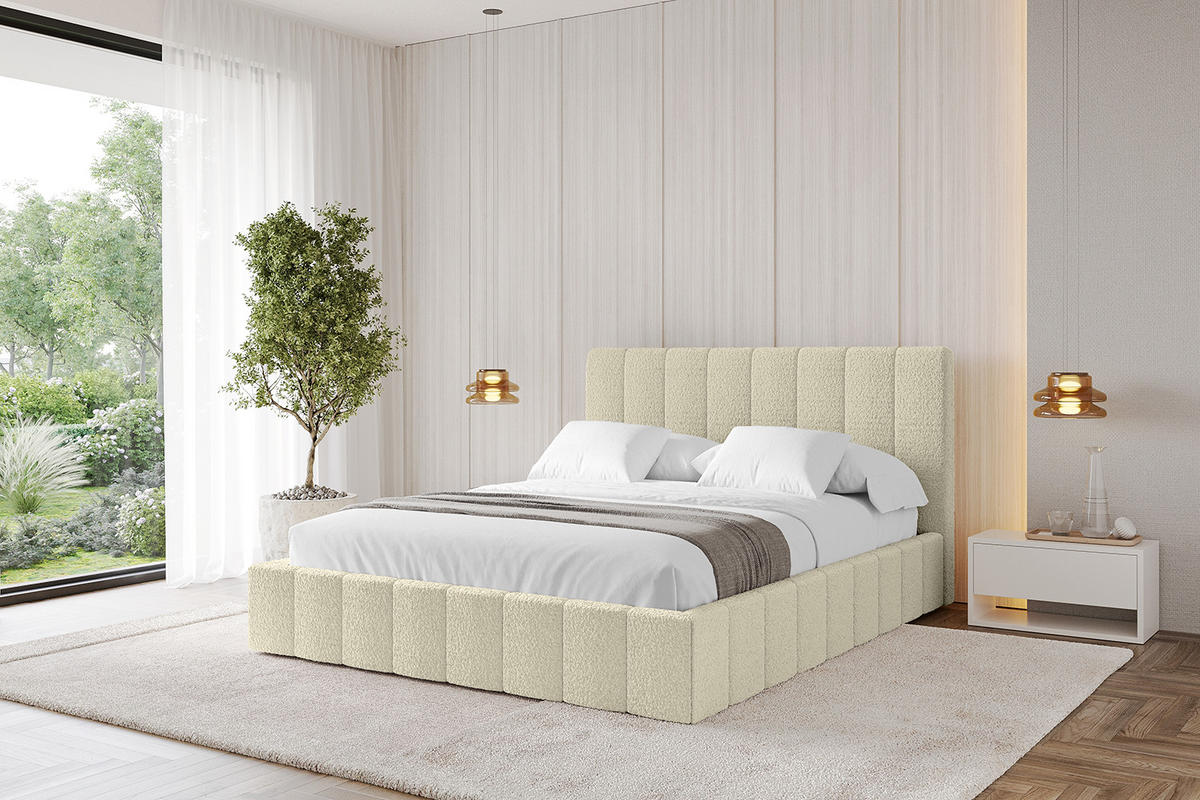POLSTERBETT mit Bettkasten und Lattenrost, Boxbett ohne Matratze - FINO 120x200 Beige - Taupe, Holzwerkstoff/Textil (120/200cm) - ALTDECOR