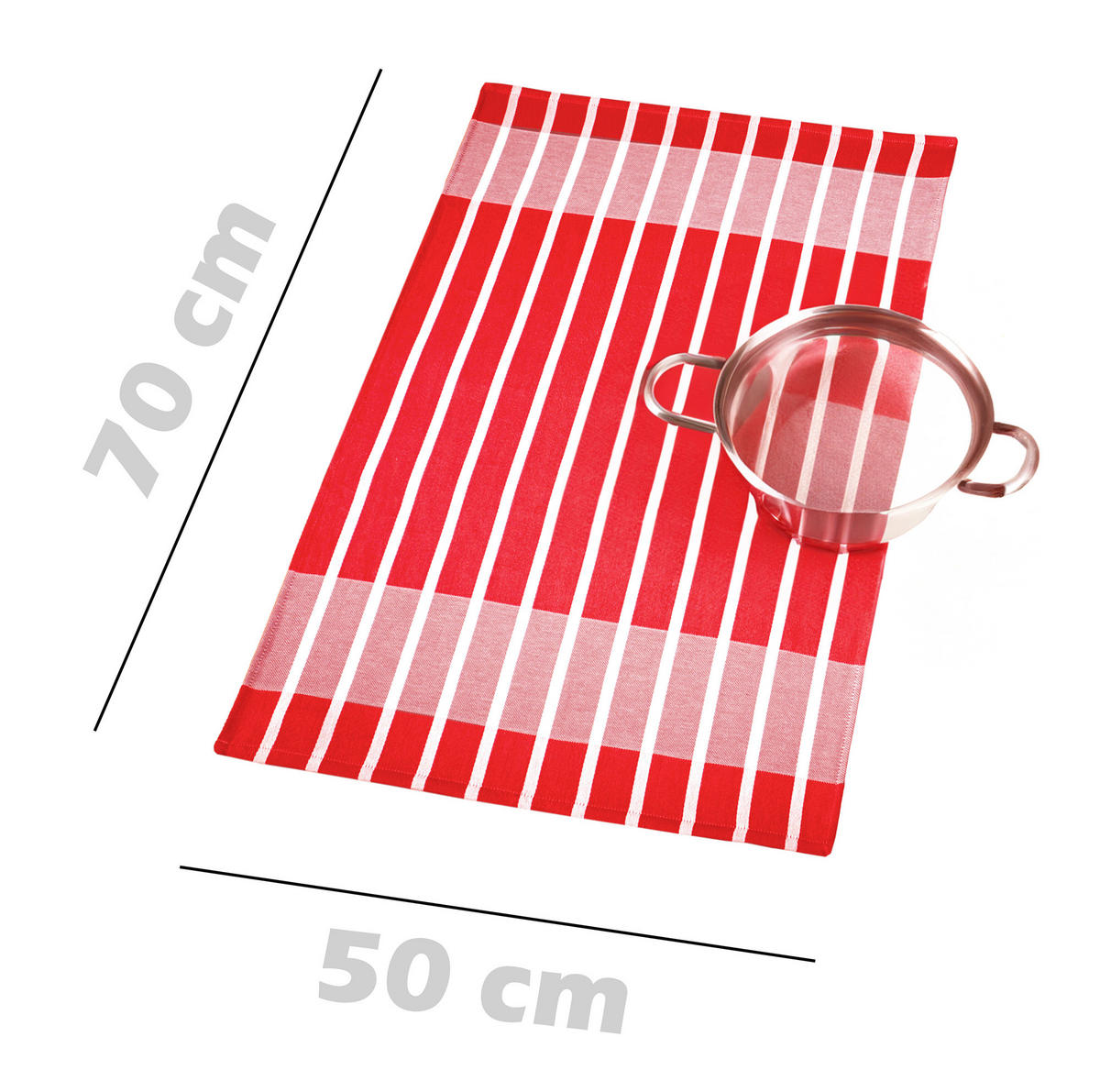 GESCHIRRTÜCHER 50x70 cm, 6er Set, Lüttich Rot - Weiß - Rot/Weiß, Textil (50/70cm) - Lashuma