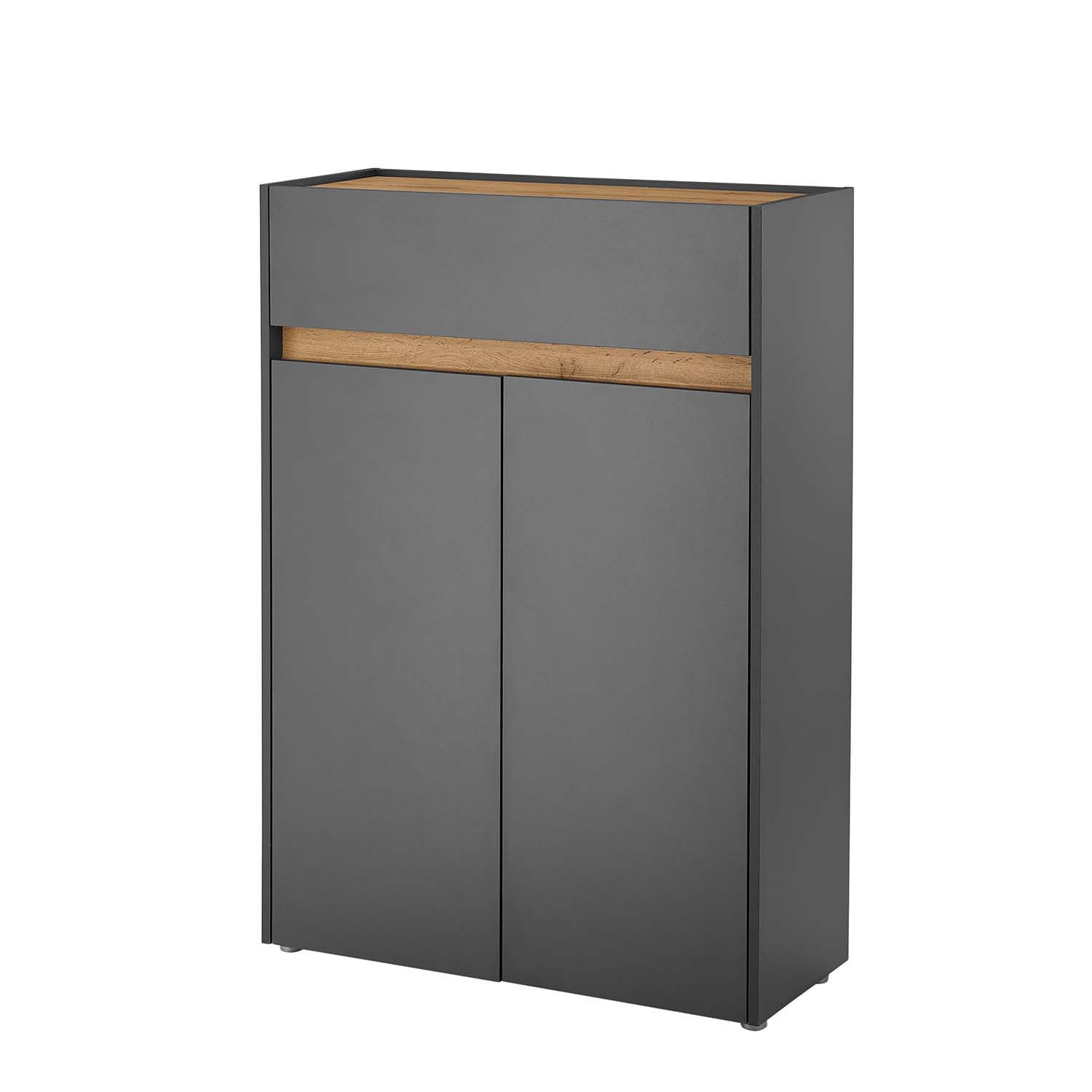 SCHUHSCHRANK City - Anthrazit / Wotan Eiche - Anthrazit, Holzwerkstoff (85/122/35cm) - Möbel Stellbrink