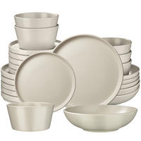 TAFELSERVICE Una, ineinander stapelbar, taupe - Taupe, Keramik (26/2.3/26cm) - tectake