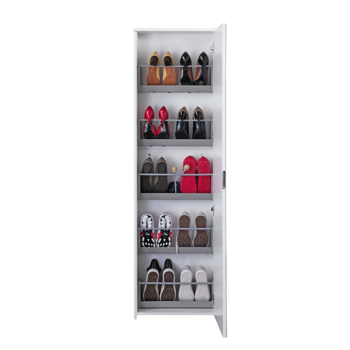 SCHUHSCHRANK Weiß 18/50/178 cm - Weiß, Holzwerkstoff (50/178/18cm) - DMORA