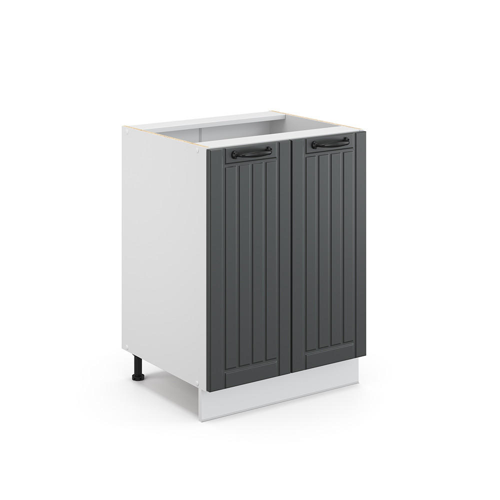 KÜCHENUNTERSCHRANK Fame-Line Anthrazit Landhaus 60 cm ohne AP - Anthrazit/Weiß, Holzwerkstoff (60/82/51.6cm) - Vicco