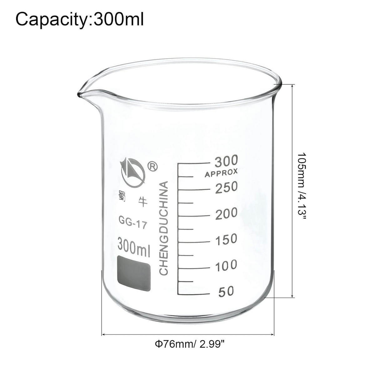 MESSBECHER 300ml Borosilikatglas mit Skala - Transparent, Glas (0.3L)