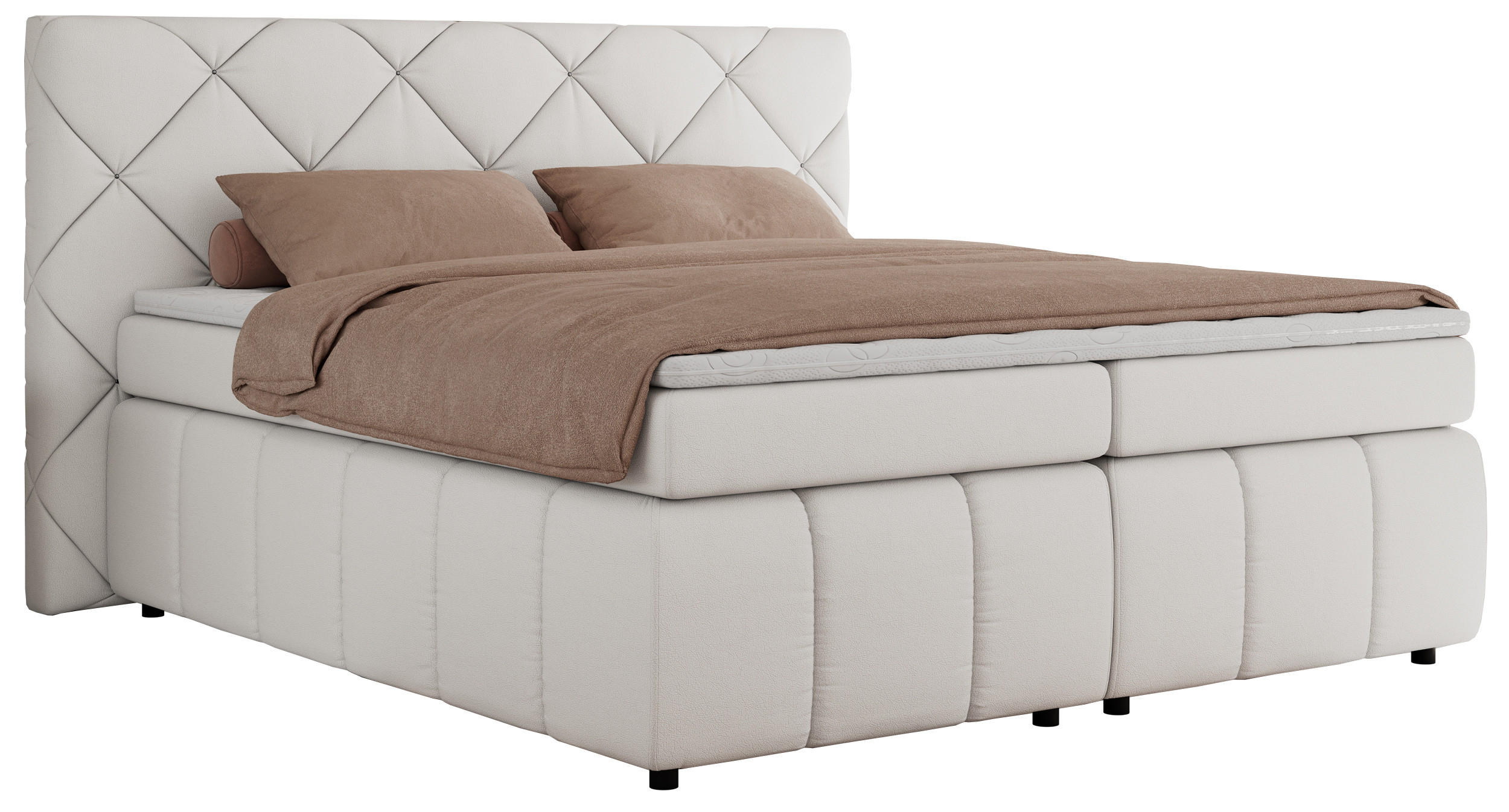 BOXBETT RITA 180/200 - Weiß Kunstleder - H3 - Weiß, Holz/Textil (180/200cm)