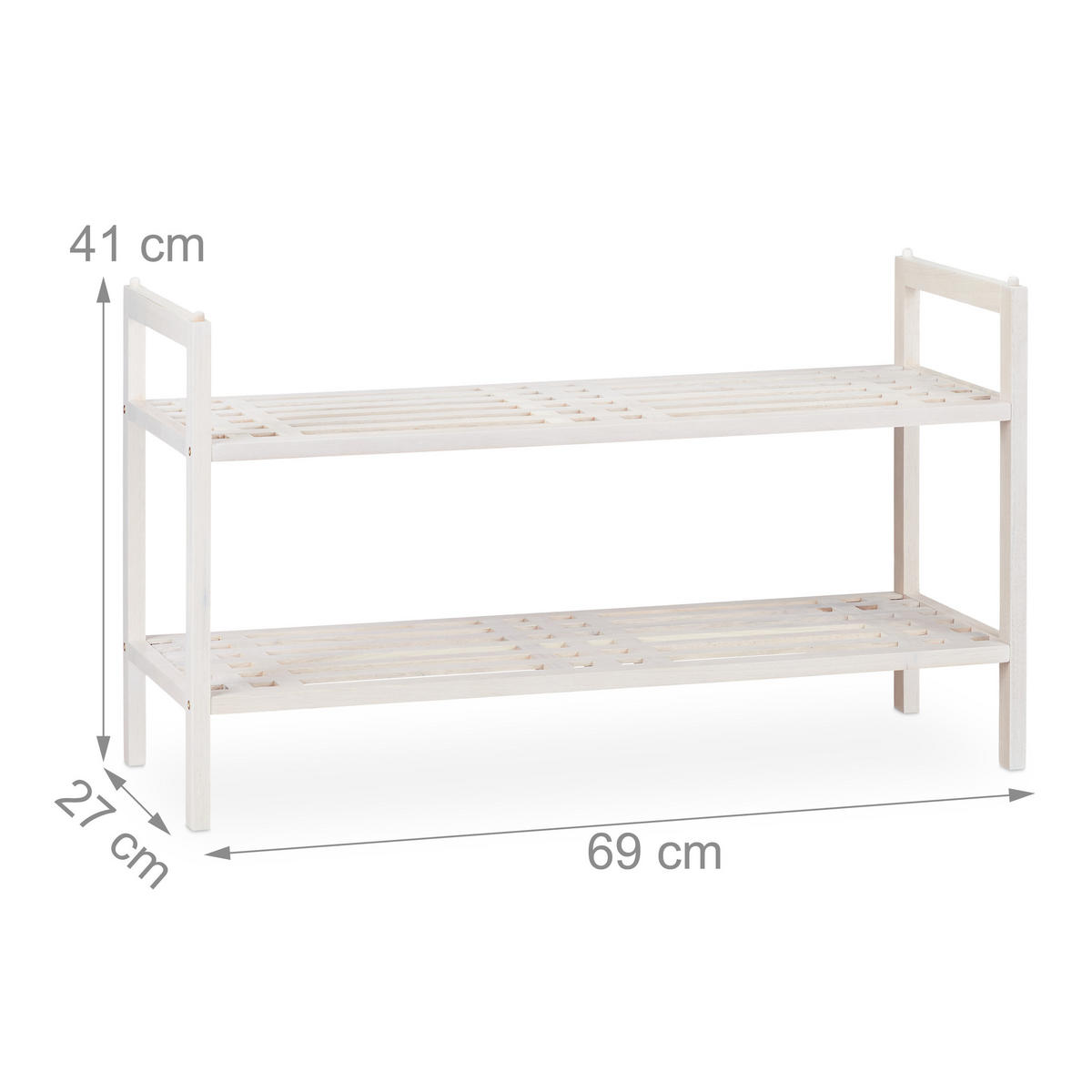 SCHUHREGAL - Weiß, Holz (69/41/27cm) - Relaxdays