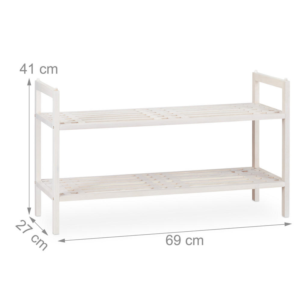 Thumbnail - Relaxdays Schuhregal, Weiß, Holz, 69x41x27 cm, Garderobe, Schuhaufbewahrung, Schuhregale