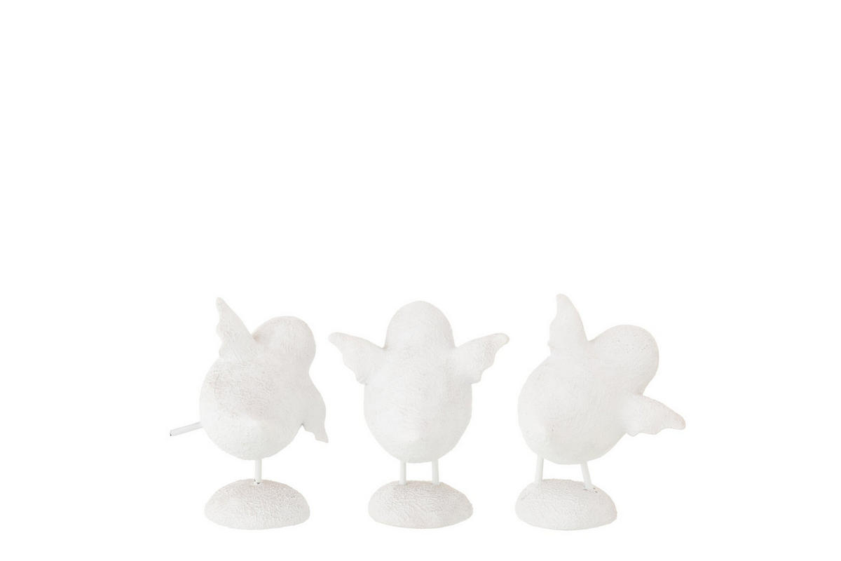 DEKO VOGEL WEIß (3ER SET) - Weiß, Glas/Naturmaterialien (10.5/12.5/9.5cm) - J-Line