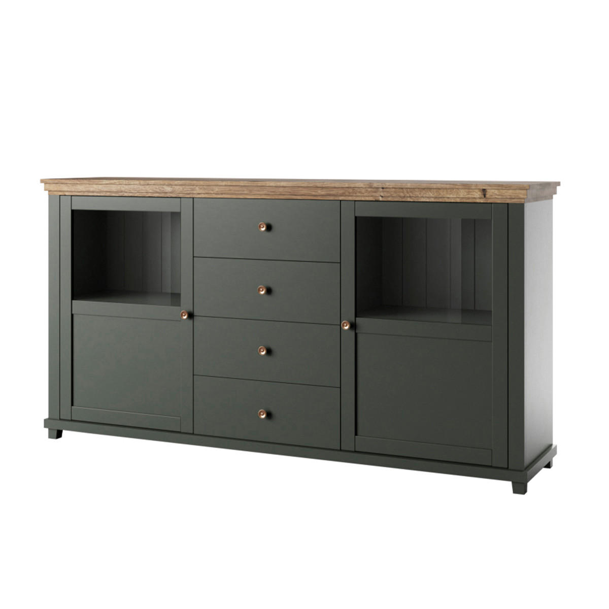 SIDEBOARD Martin Grün und Holz - Grün, Holzwerkstoff (181/93/42cm) - Petits-meubles