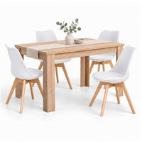 TISCHGRUPPE 120/80 cm Natur mit 4 Stühlen weiß - Naturfarben/Weiß, Holz/Kunststoff (80/80/120cm) - Homestyle4u