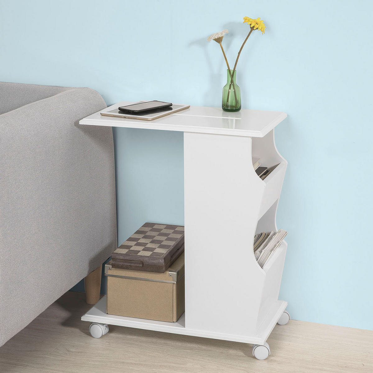 BEISTELLTISCH Weiß - Weiß, Holzwerkstoff (31/53/63cm) - SoBuy